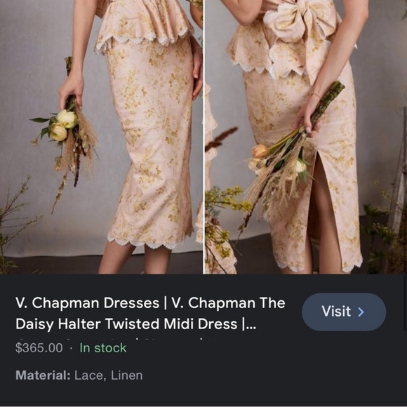 V. Chapman “the daisy” halter twisted midi dress - Picture 2 of 2